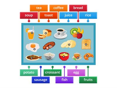 Match the foods with the pictures (breakfast)