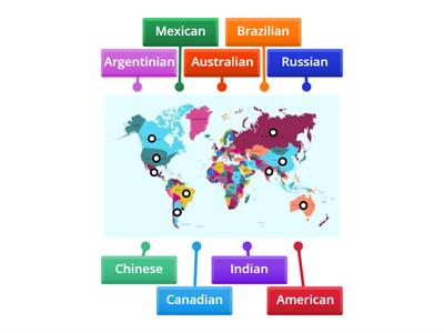 Match the nationalities to the countries