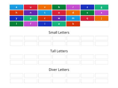 Small, Tall, Diver Letter Sort