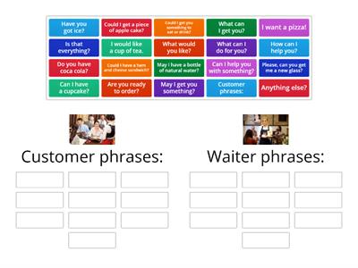 Customer vs waiter phrases!