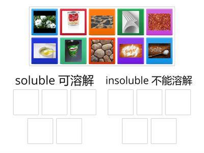 soluble vs insoluble 溶解 vs 不能溶解