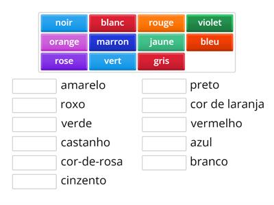 Associa as cores (francês/português)