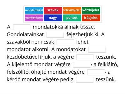 Nyelvtan - A mondat