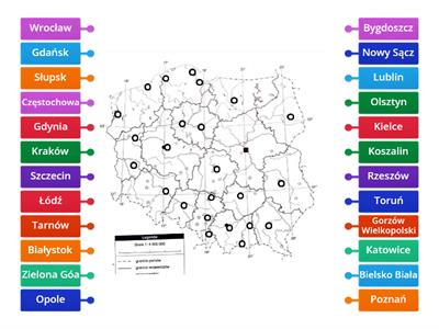 25 głównych miast Polski