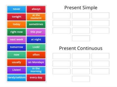 Key words Present Simple-Present Continuous