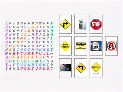 Road Signs Word Search