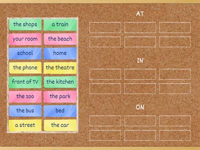 Prepositions of place at, in, on