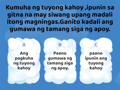 ALAMIN ANG PAKSA NG BAWAT TALATA O PANGUNGUSAP