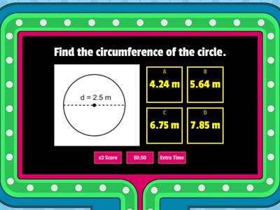 Area & Circumference of Circles Gameshow Quiz