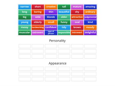Adjectives - Personality vs Appearance