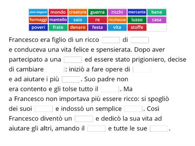 San Francesco d'Assisi - Inserisci la parola mancante - ATTENZIONE!... CI SONO DEGLI INTRUSI