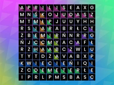 PRIMA APRILIS - wyszukaj 10 wyrazów ukrytych poziomo lub pionowo, związanych z czytanym tekstem o prima aprilis.  