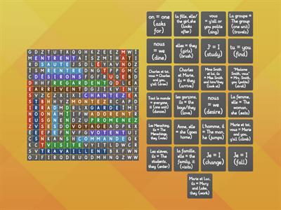 ER verb conjugation - Wordsearch