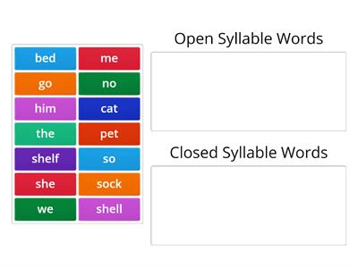 Closed vs. Open Syllable Words 