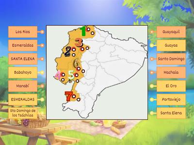 Provincias y capitales de la Región Costa