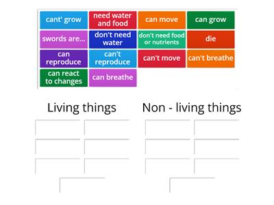  Living and Non-living Things: characteristics