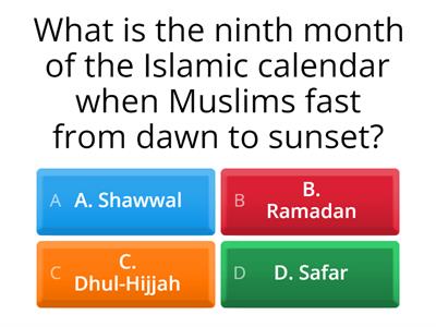 Ramadan- multiple choice questions