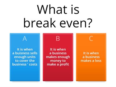 Break Even and Costs Business Level 2