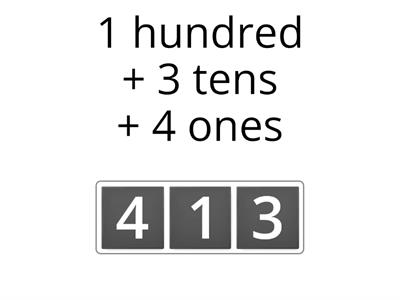 Hundreds, tens, ones. Place value.