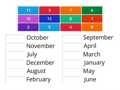 Match the Months Up in Order