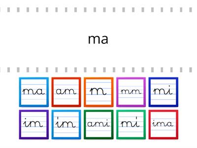 Nyomtatott-írott betűs párok: a-i-í-m