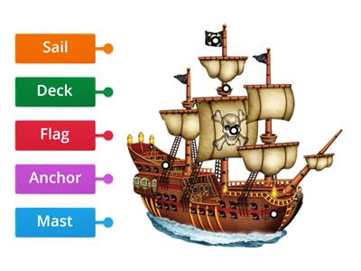 Label the Pirate ship 