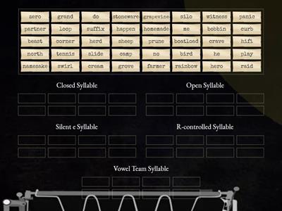 Real Word Syllable Sort