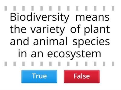  Biodiversity True or False