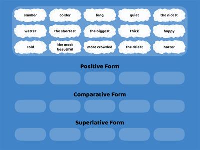 55 Adjectives Positive Comparative Superlative Grouping