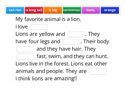 EXERCISE 2. Animal description Writing practice A2