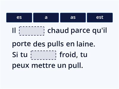 Complète les phrases. (avoir-être) Présent // FLSCO-CE1.CE2