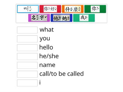 Let's learn Chinese Lesson 1 Vocs