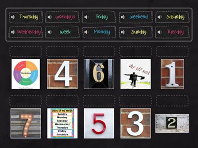 Days of the Week weekend weekdays workdays