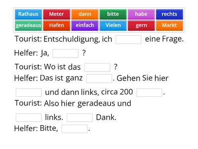  Wegbeschreibung Einsetzübung