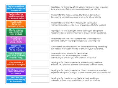 escalations: other vocabulary/matching reactions to complaints 