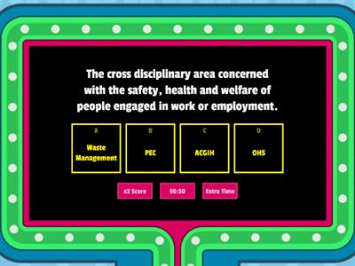  Gr. 7 & 8 Electrical Installation- OHS Procedure- Gameshow Quiz