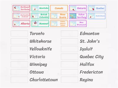 Canada: Provinces & Capital Cities Match up