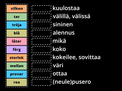 Yhdistä sanaparit (RUB3 Text: Ta två, betala för en)