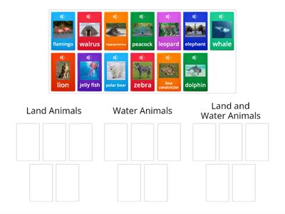 Animal sort land, water, land and water