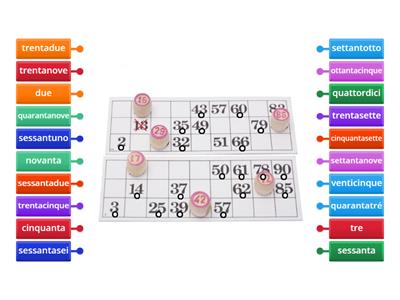 Numeri italiani da 0 a 100. Tombola