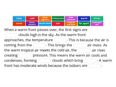 Weather associated with warm and cold fronts