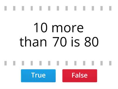 10 more ten less True or False
