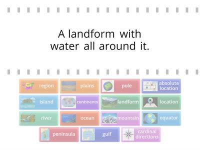 Landforms, Map, & World Regions Vocab. Soc. Stud. 2nd Gr.