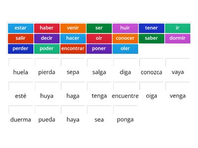 Subjuntivo presente verbos irregulares