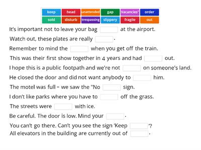 New Horizons - B1 - Vocabulary - Lesson 28 - Practice - Ex. 3