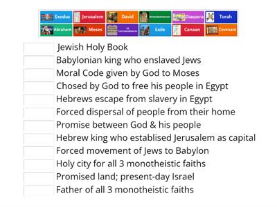 Hebrews/Judaism Matching