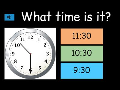 Telling Time 8 - :00 :30 Quiz analog to digital