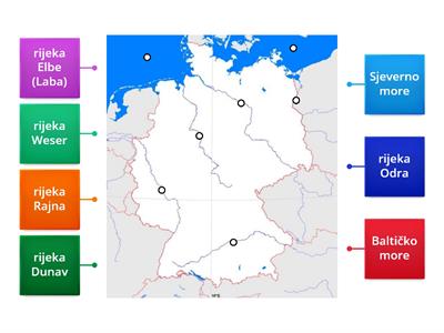 Njemačka - rijeke i mora,  karta