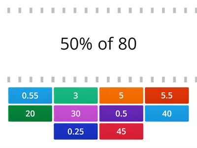 Percent of a Number Match-up (Mental Math)
