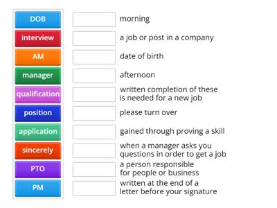 Job Application Words